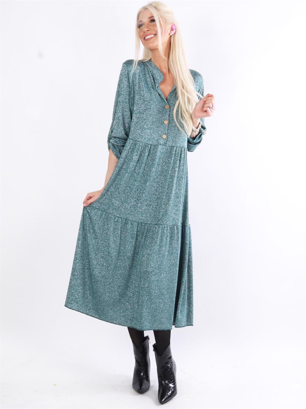 Demi - Lang kjole med glimmertråde